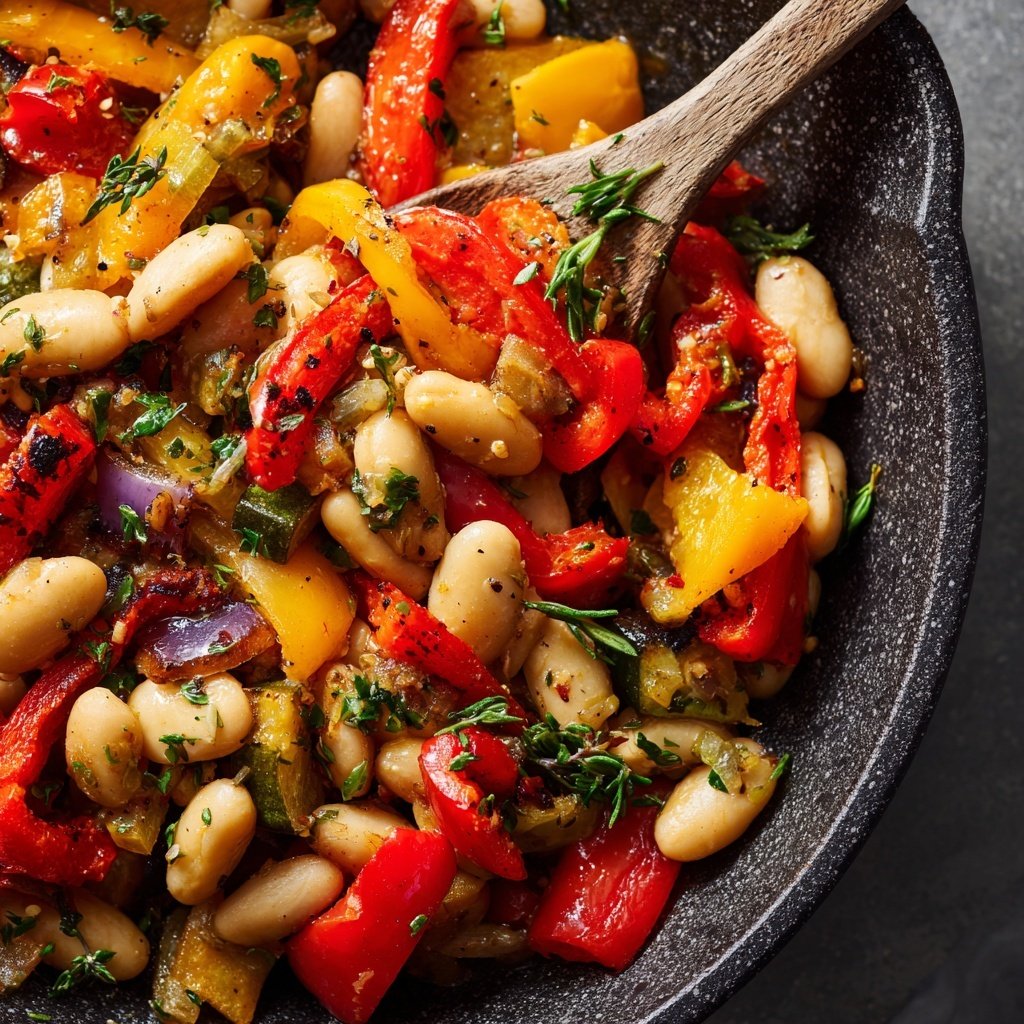 Roasted Veggie White Bean Skillet