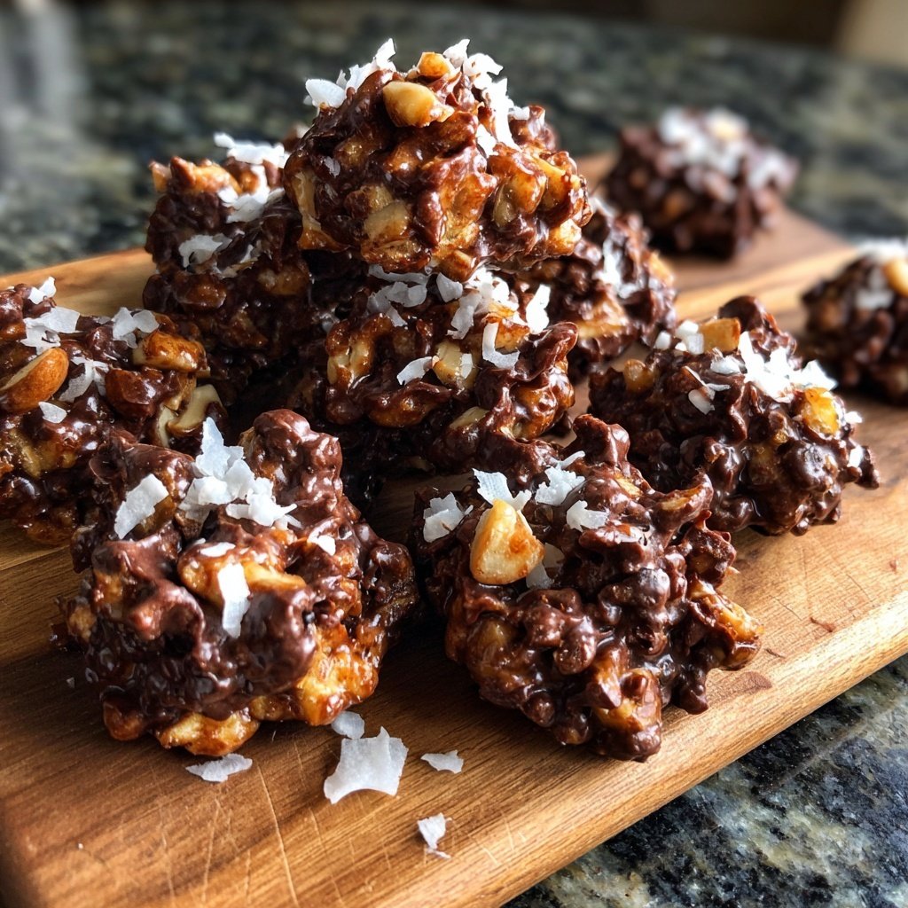Chocolate Coconut Peanut Clusters