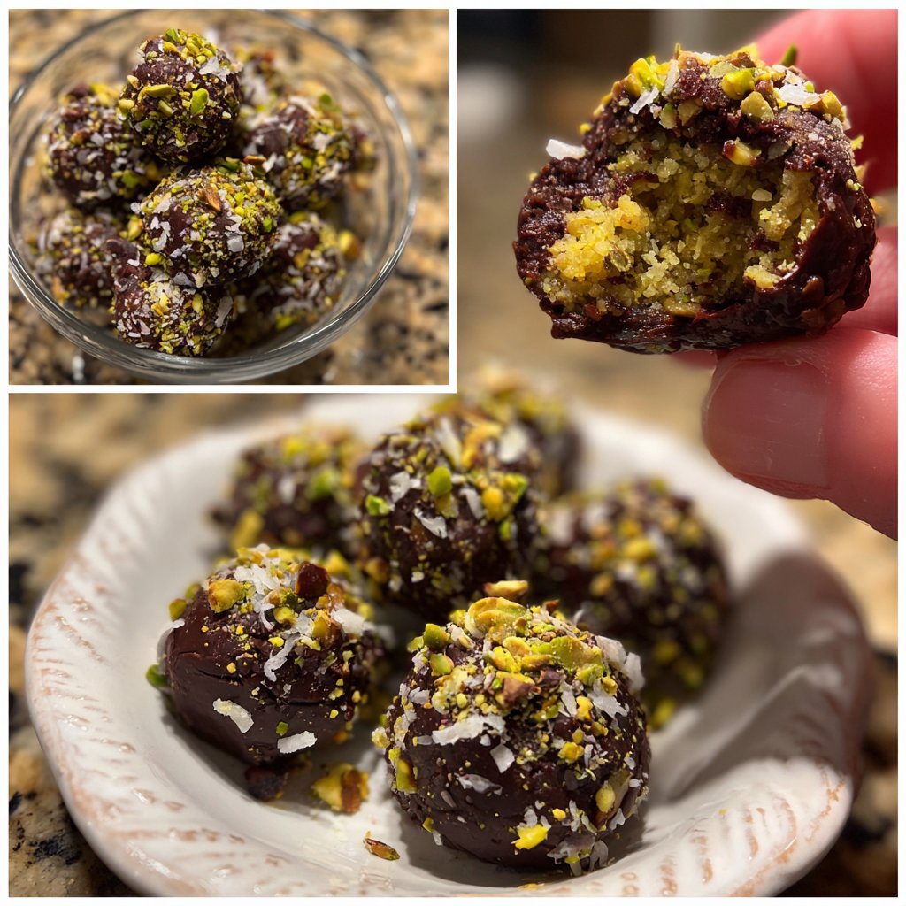 Chocolate Pistachio Coconut Bites