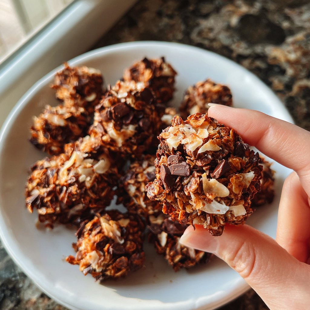 Chocolate Almond Coconut Granola Bites