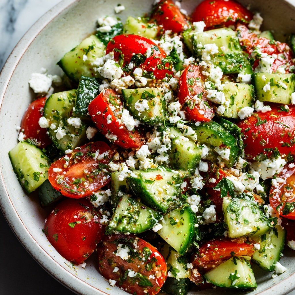 Mediterranean Cucumber Tomato Feta Salad