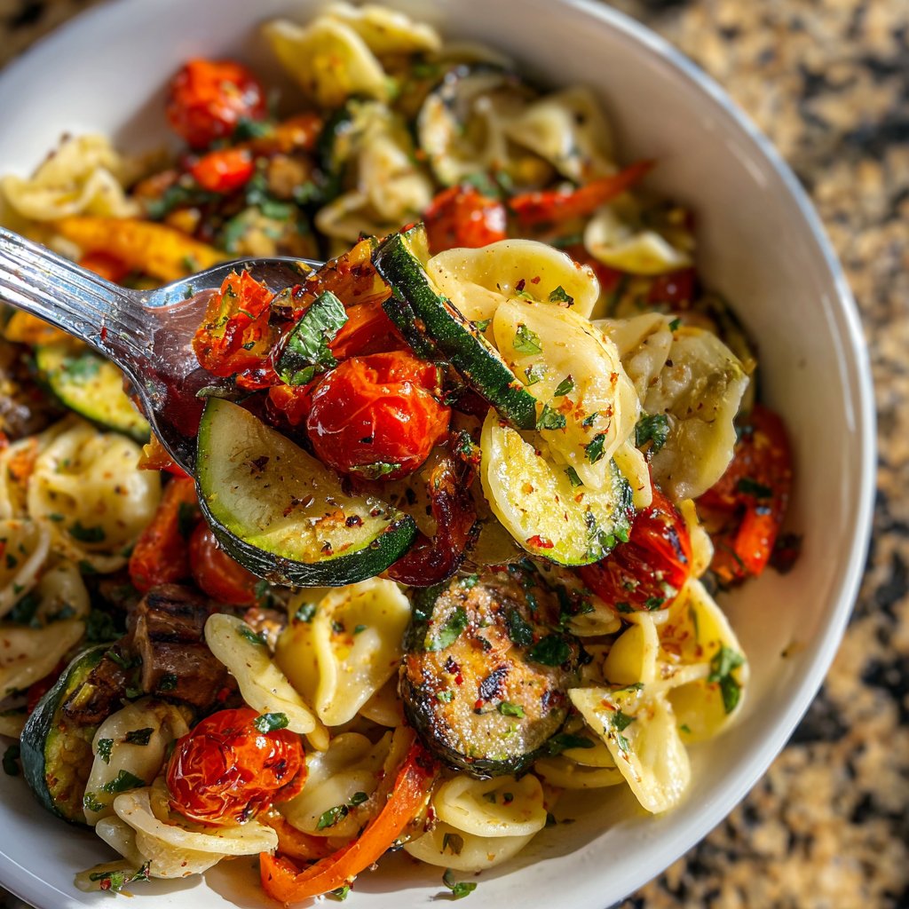 Healthy Lunch Roasted Vegetable Pasta Salad