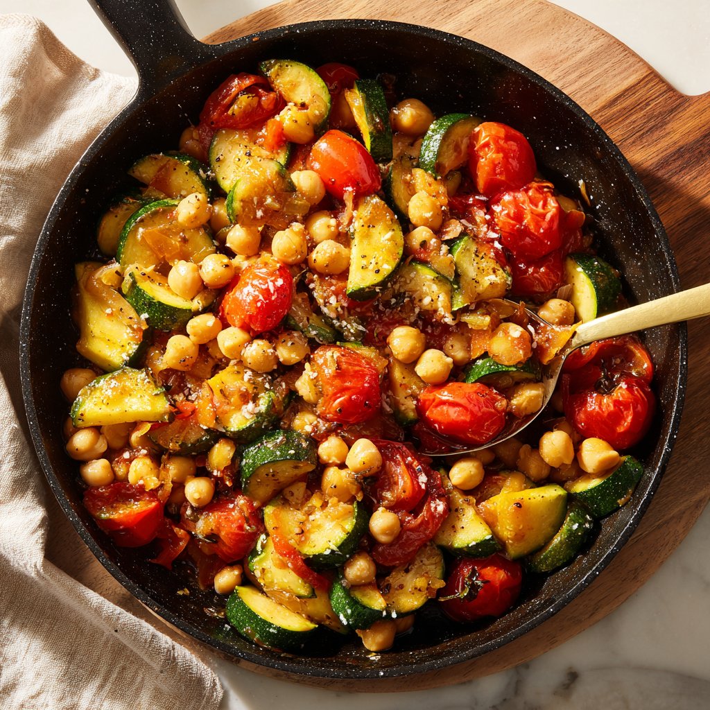 Zucchini Chickpea Tomato Skillet