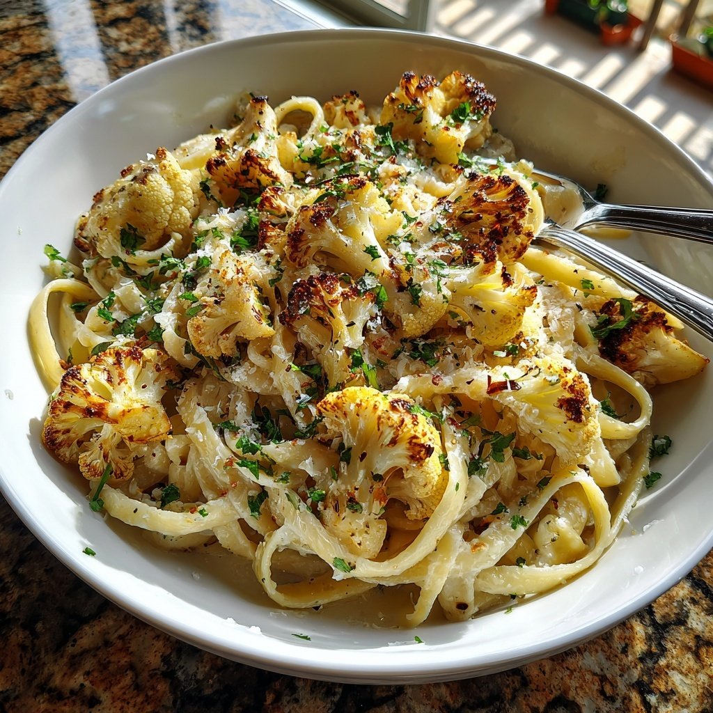 Roasted Cauliflower Garlic Pasta